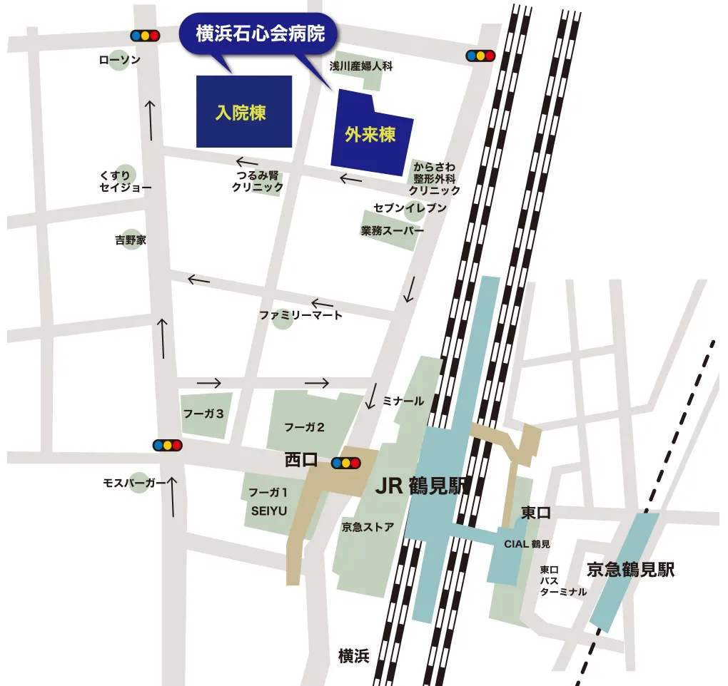 横浜石心会病院周辺地図
